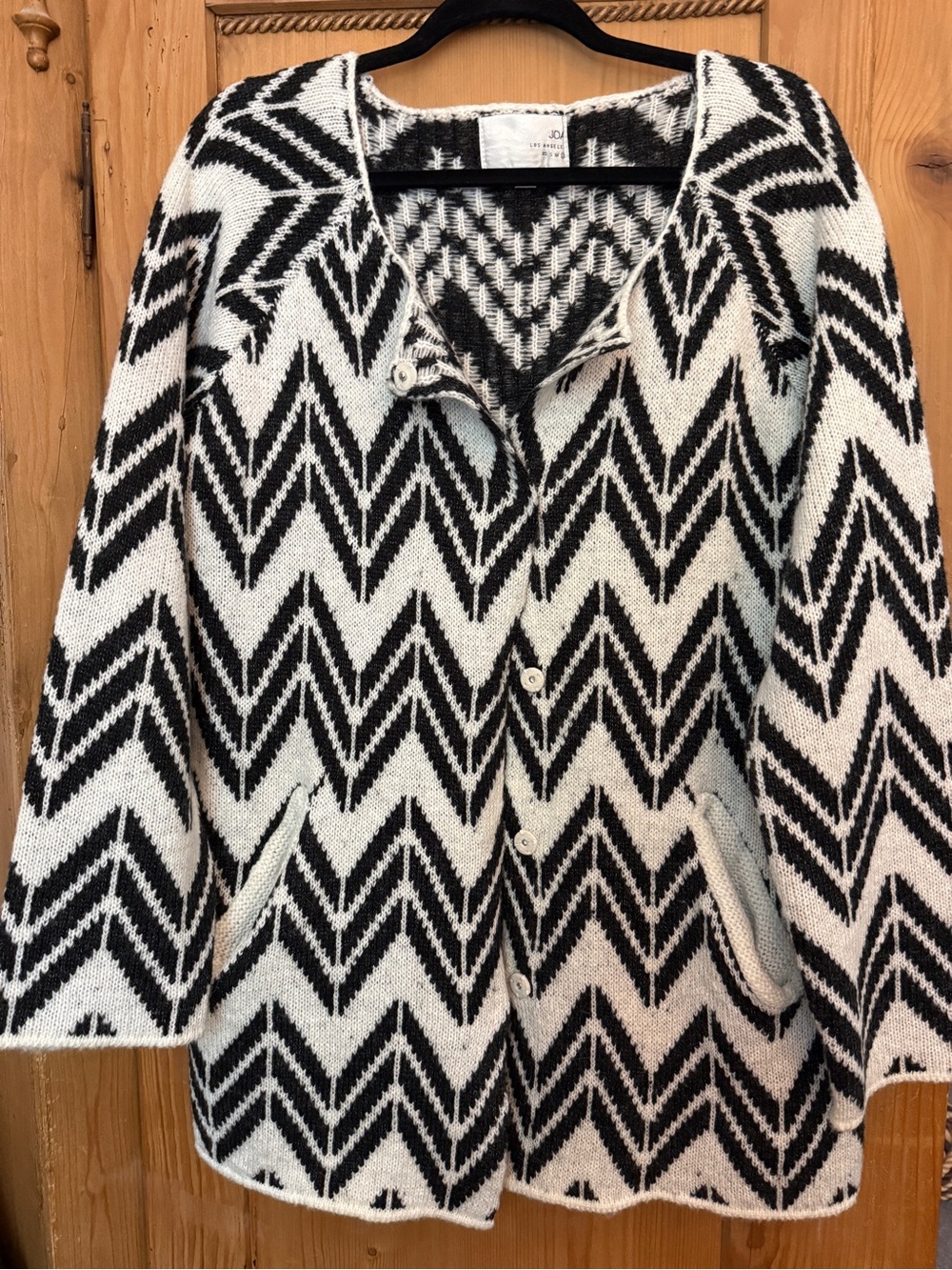 J.O.A. Black & White Chevron Button-Front Cardigan